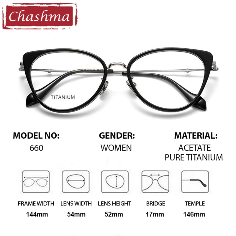 Chashma Ottica Women's Full Rim Cat Eye Acetate Titanium Eyeglasses 36660