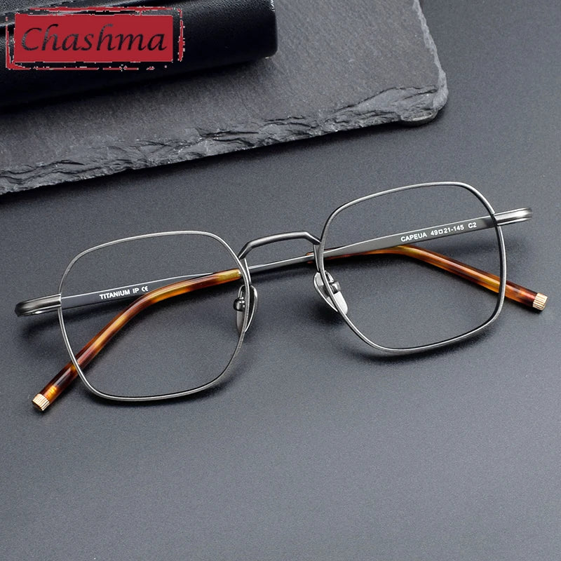 Chashma Unisex Full Rim Square Polygon Titanium Eyeglasses 14249 Full Rim Chashma   