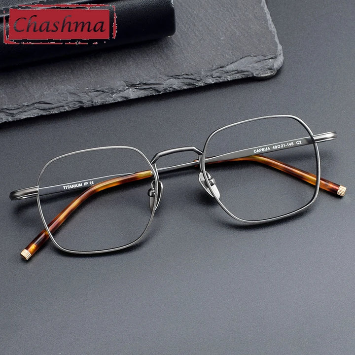 Chashma Ottica Unisex Full Rim Polygon Square Titanium Eyeglasses 14221 Full Rim Chashma Ottica