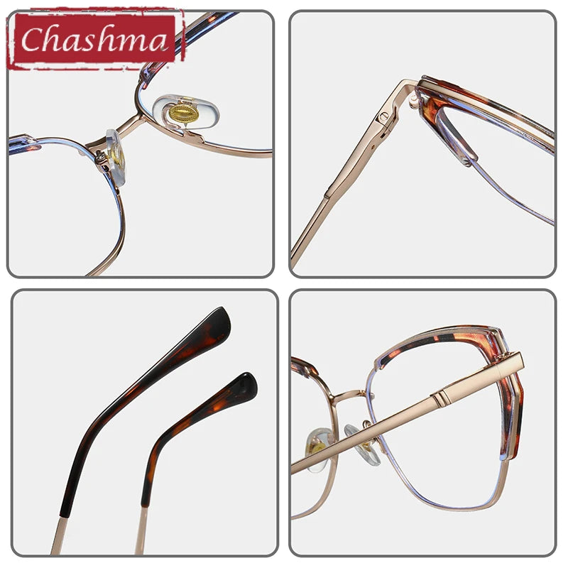 Chashma Women's Full Rim Square Cat Eye Tr 90 Alloy Eyeglasses 87323 Full Rim Chashma   