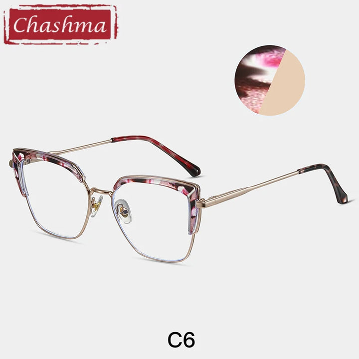 Chashma Women's Full Rim Cat Eye Tr 90 Titanium Eyeglasses 87318 Full Rim Chashma C6  