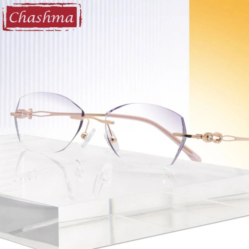 Chashma Women's Rimless Oval Butterfly Titanium Eyeglasses 698112