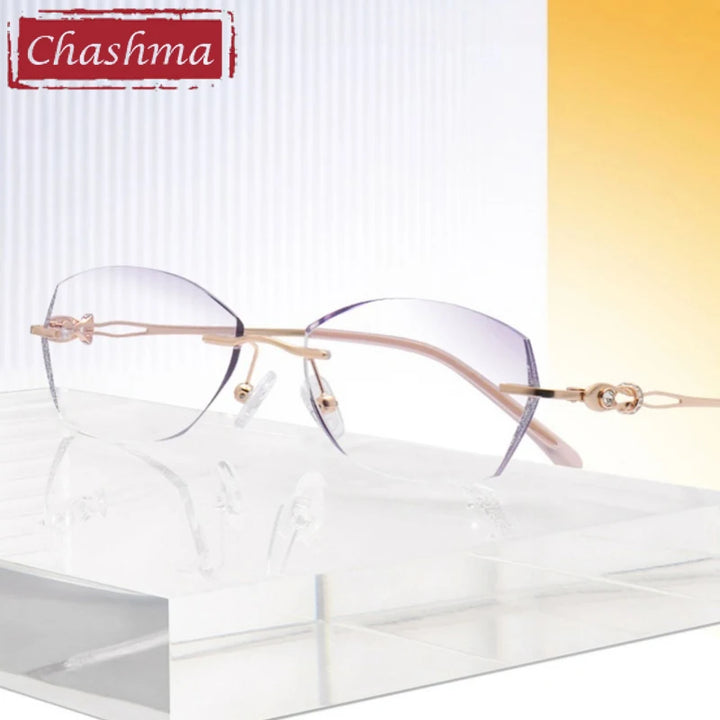 Chashma Women's Rimless Oval Butterfly Titanium Eyeglasses 698112