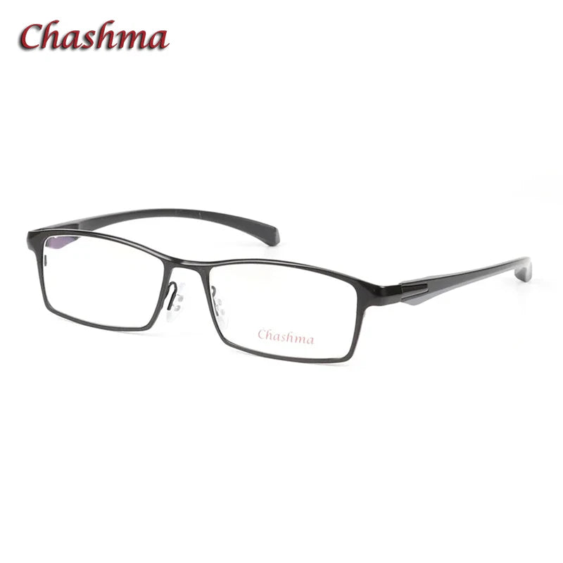 Chashma Ochki Unisex Full Rim Square Titanium Alloy Eyeglasses 49064
