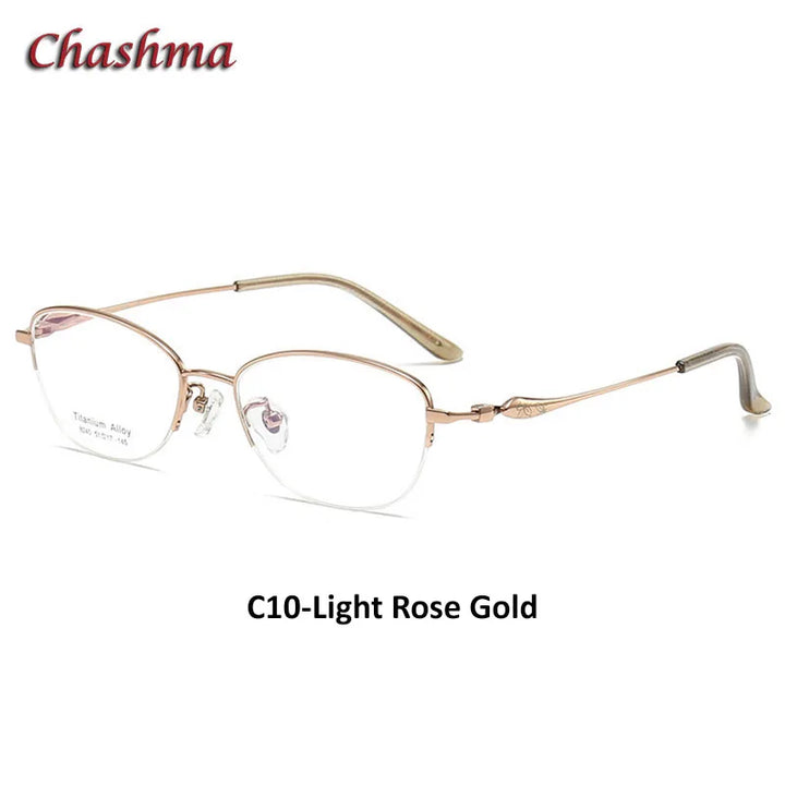 Chashma Ochki Women's Semi Rim Small Oval Square Titanium Eyeglasses 8240 Semi Rim Chashma Ochki C10  