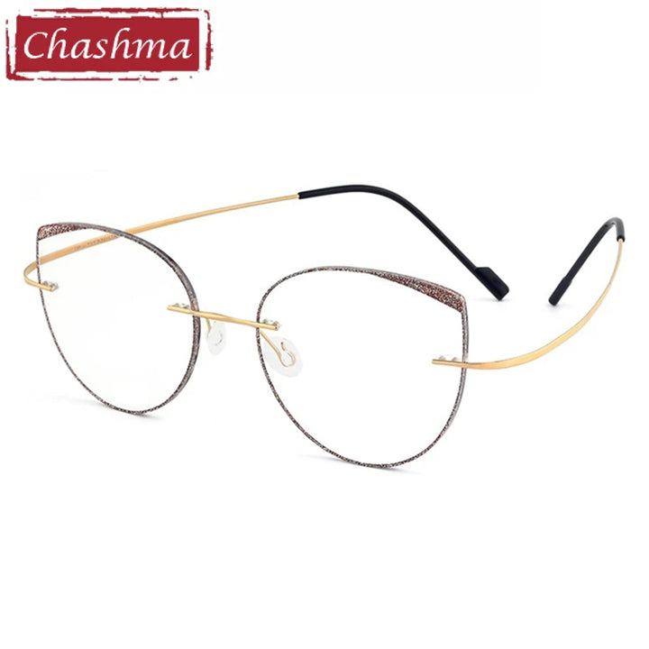 Chashma Women's Rimless Round Cat Eye Titanium Eyeglasses 431814