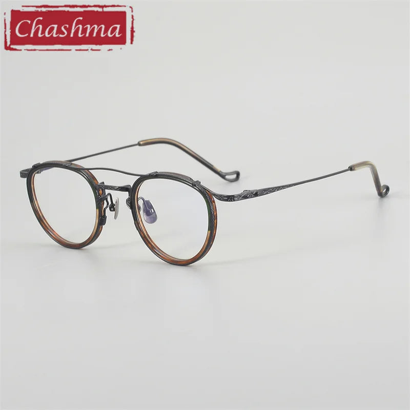 Chashma Unisex Full Rim Oval Double Bridge Acetate Titanium Eyeglasses 881715