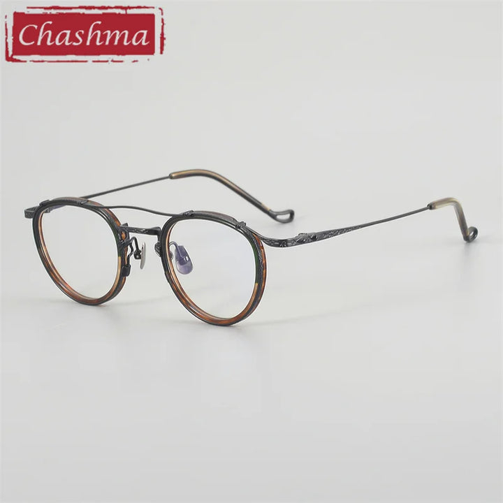 Chashma Unisex Full Rim Oval Double Bridge Acetate Titanium Eyeglasses 881715