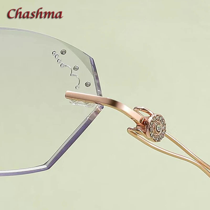 Chashma Ochki Women's Rimless Oval Square Titanium Eyeglasses 52009 Rimless Chashma Ochki   