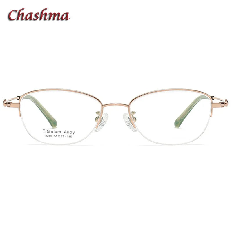 Chashma Ochki Women's Semi Rim Small Oval Square Titanium Eyeglasses 8240 Semi Rim Chashma Ochki   