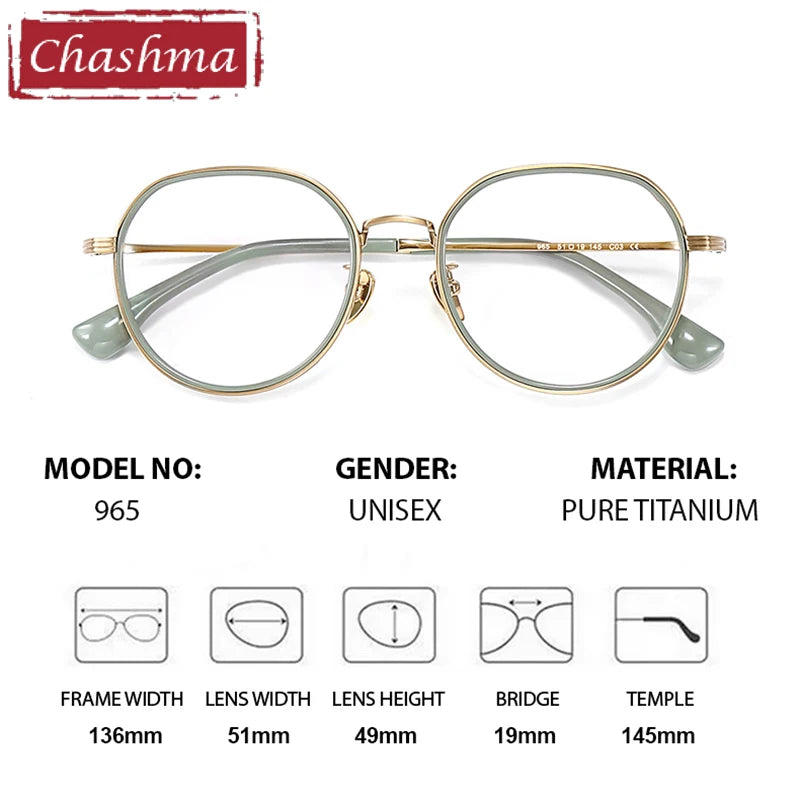 Chashma Ottica Women's Full Rim Flat Top Round Titanium Eyeglasses 64965