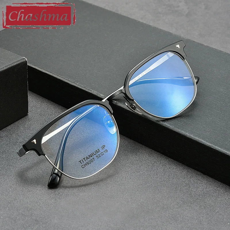 Chashma Unisex Full Rim Square Aluminum Magnesium Titanium Eyeglasses 9207 Full Rim Chashma   