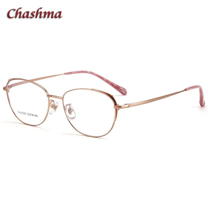 Chashmam Ochki Women's Full Rim Square Oval Titanium Eyeglasses Full Rim Chashma Ochki Rose Gold-Pink  