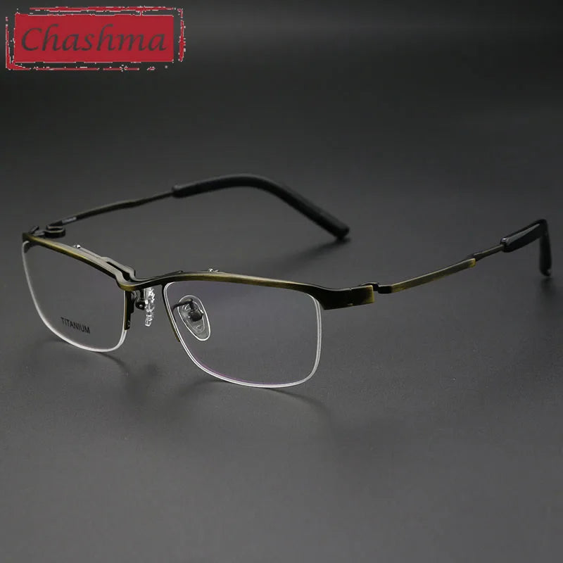 Chashma Unisex Semi Rim Brow Line Titanium Eyeglasses 190812 Semi Rim Chashma Bronze  