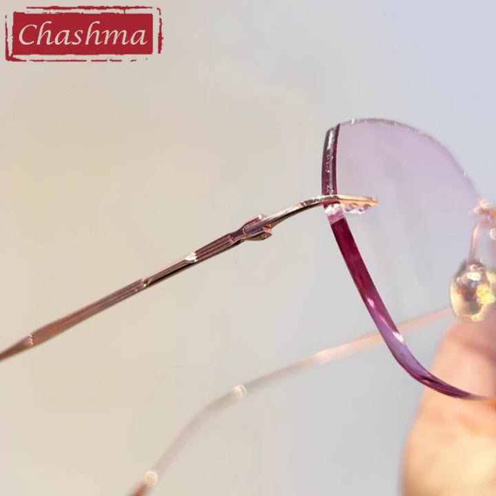 Chashma Women's Rimless Flat Top Polygon Titanium Eyeglasses 435218