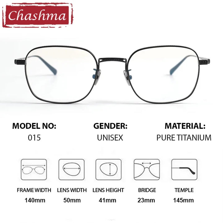 Chashma Unisex Full Rim Round Square Titanium Eyeglasses 881015