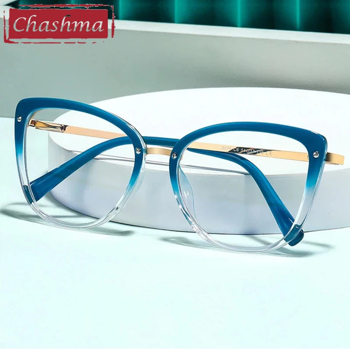 Chashma Ochki Women's Full Rim Cat Eye Tr 90 Alloy Eyeglasses 882076