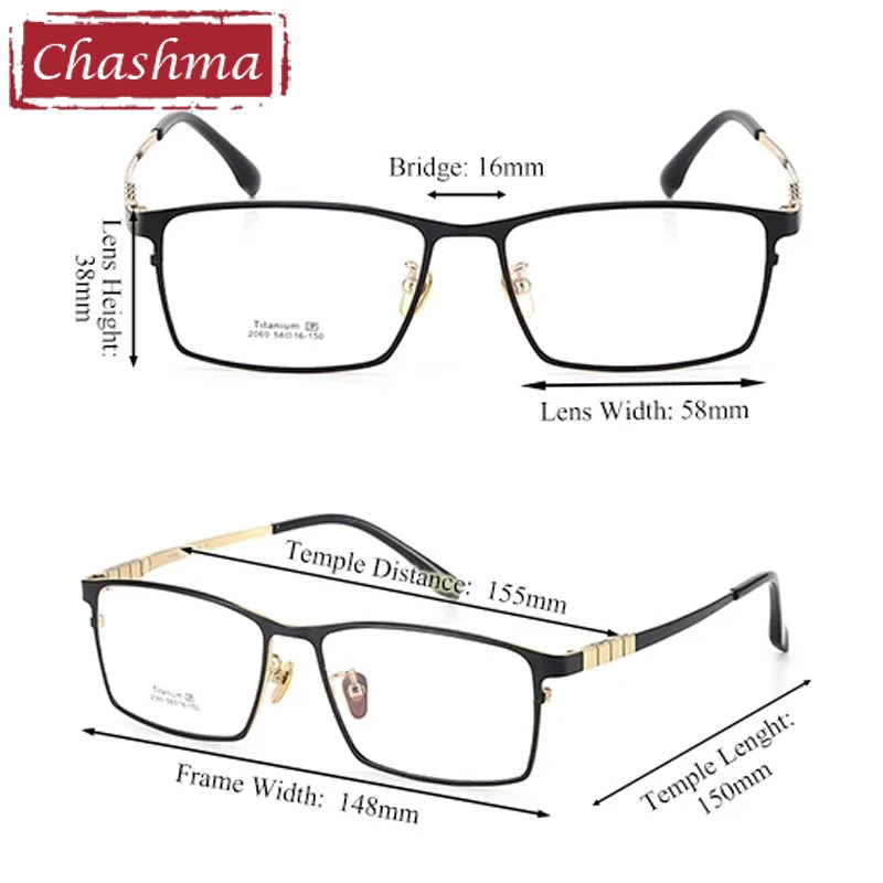 Chashma Ottica Men's Full Rim Square Titanium Eyeglasses 412060