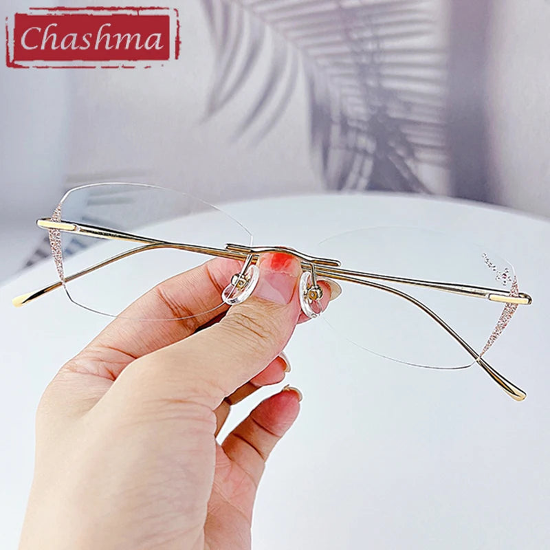 Chashma Women's Rimless Square Butterfly Titanium Eyeglasses 698989
