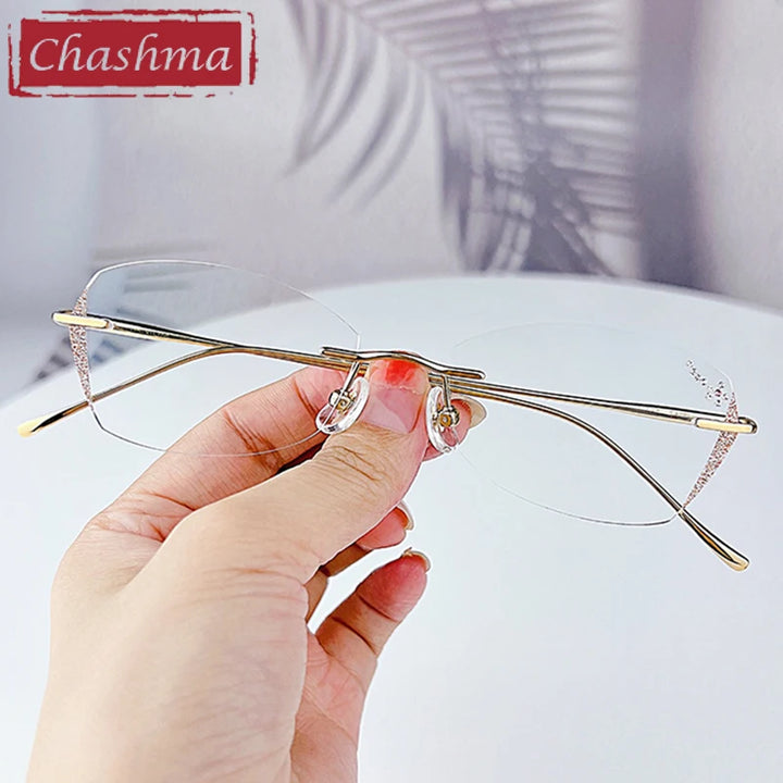 Chashma Women's Rimless Square Butterfly Titanium Eyeglasses 698989