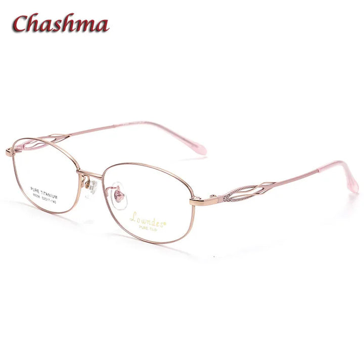 Chashma Ochki Women's Full Rim Oval Square Titanium Eyeglasses 6008 Full Rim Chashma Ochki Rose Gold-Pink  