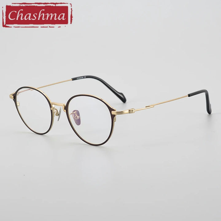 Chashma Ottica Unisex Full Rim Oval Round Titanium Eyeglasses 60046
