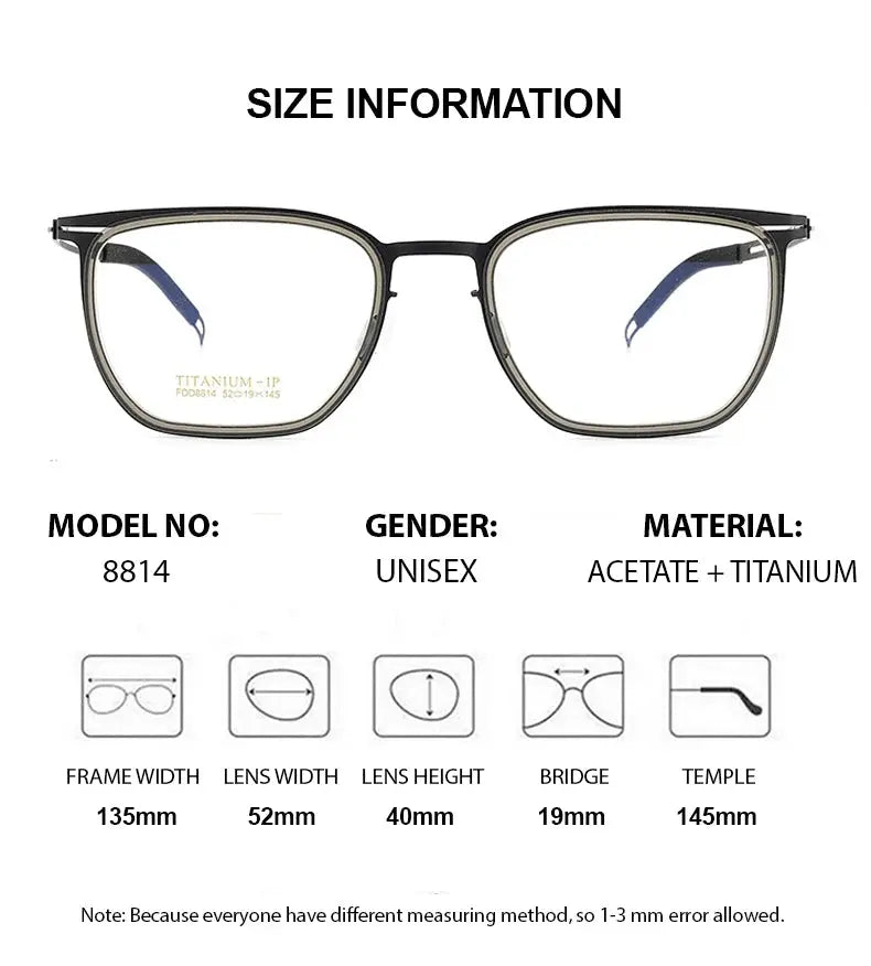 Chashma Unisex Full Rim Square Acetate Titanium Eyeglasses 8814 — view 9 | Chashma at FuzWeb