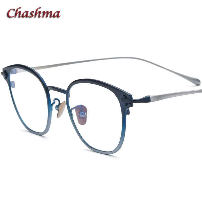 Chashma Ochki Unisex Full Rim Round Titanium Eyeglasses 4822 Full Rim Chashma Ochki Blue  