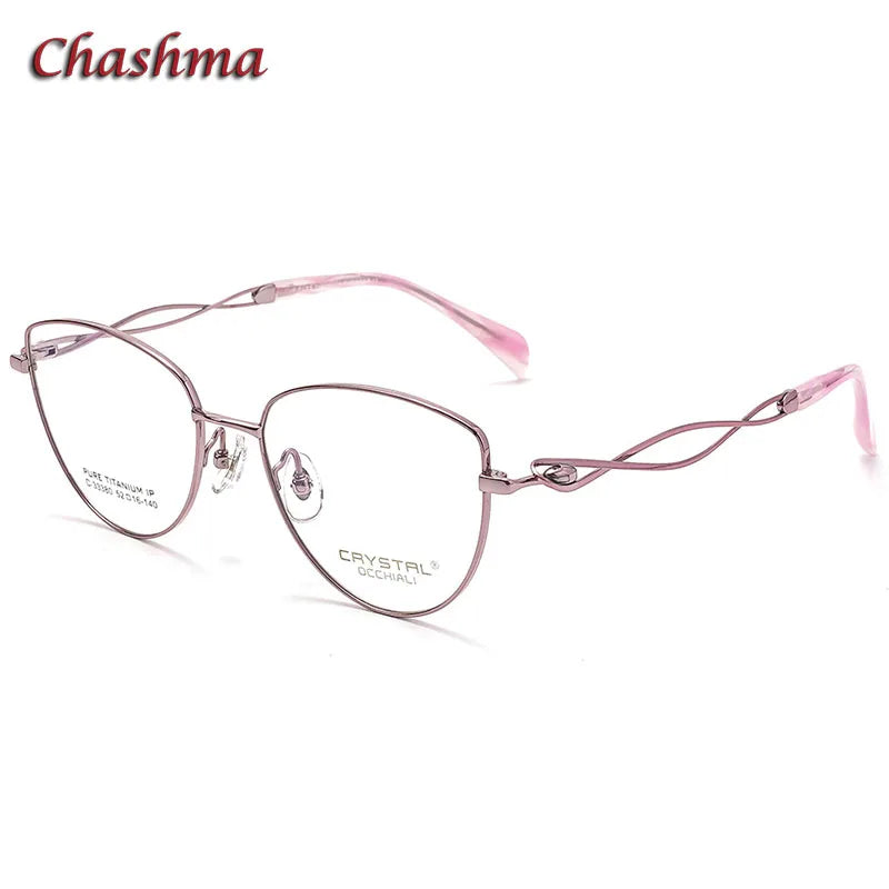 Chashma Ochki Women's Full Rim Cat Eye Titanium Eyeglasses 33380 Full Rim Chashma Ochki Pink  