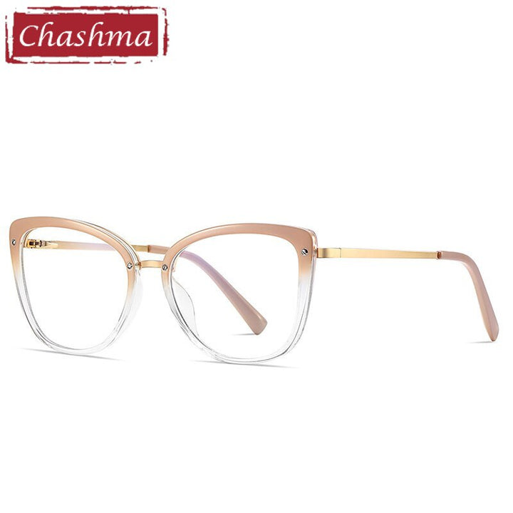 Chashma Women's Full Rim Square Cat Eye Tr 90 Titanium Spring Hinge Eyeglasses Full Rim Chashma Gradient Apricot  