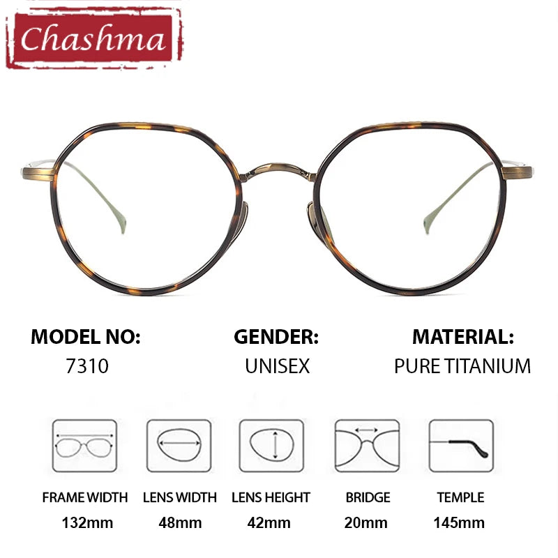 Chashma Ochki Women's Full Rim Round Titanium Eyeglasses Clip On Sunglasses 97310