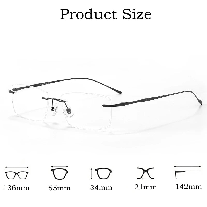 KatKani Women's Rimless Rectangle Titanium Eyeglasses K9632 Rimless KatKani Eyeglasses   