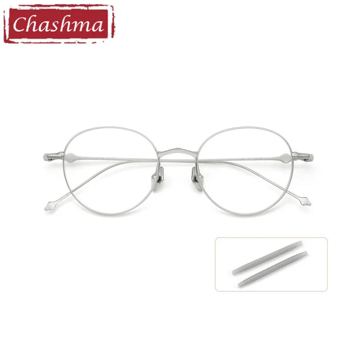 Chashma Ottica Women's Full Rim Round Titanium Eyeglasses Full Rim Chashma Ottica Silver  