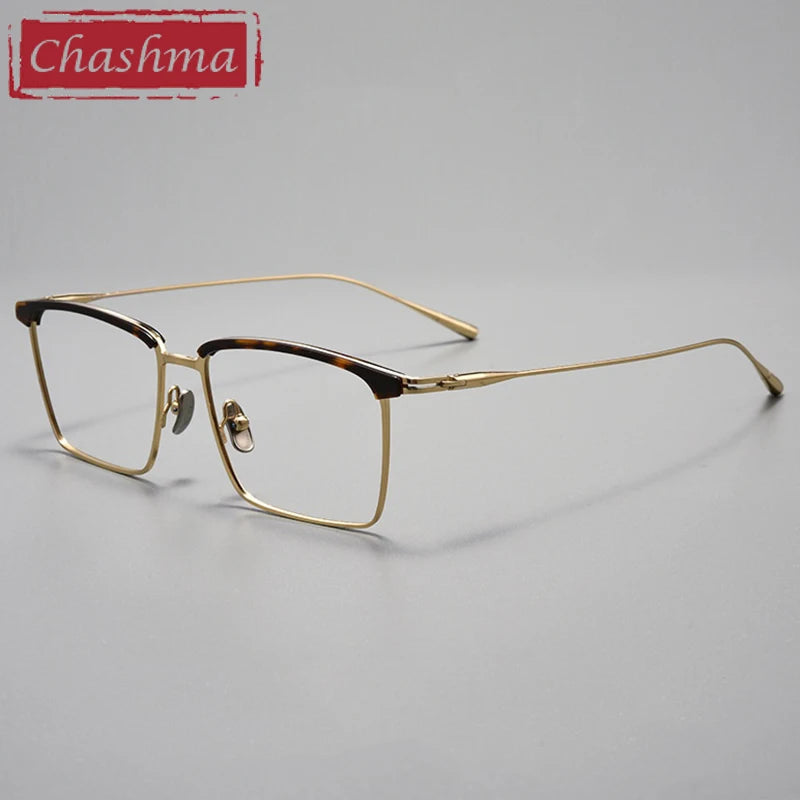 Chashma Ottica Unisex Full Rim Square Brow Line Titanium Eyeglasses 39887