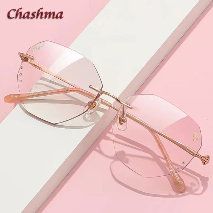 Chashma Ochki Women's Rimless Flat Top Oval Titanium Eyeglasses 16087 Rimless Chashma Ochki   