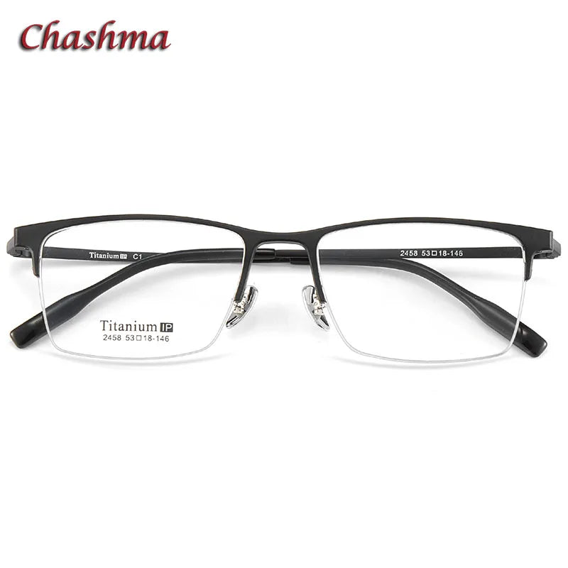 Chashma Ochki Men's Semi Rim Square Titanium Eyeglasses 24584