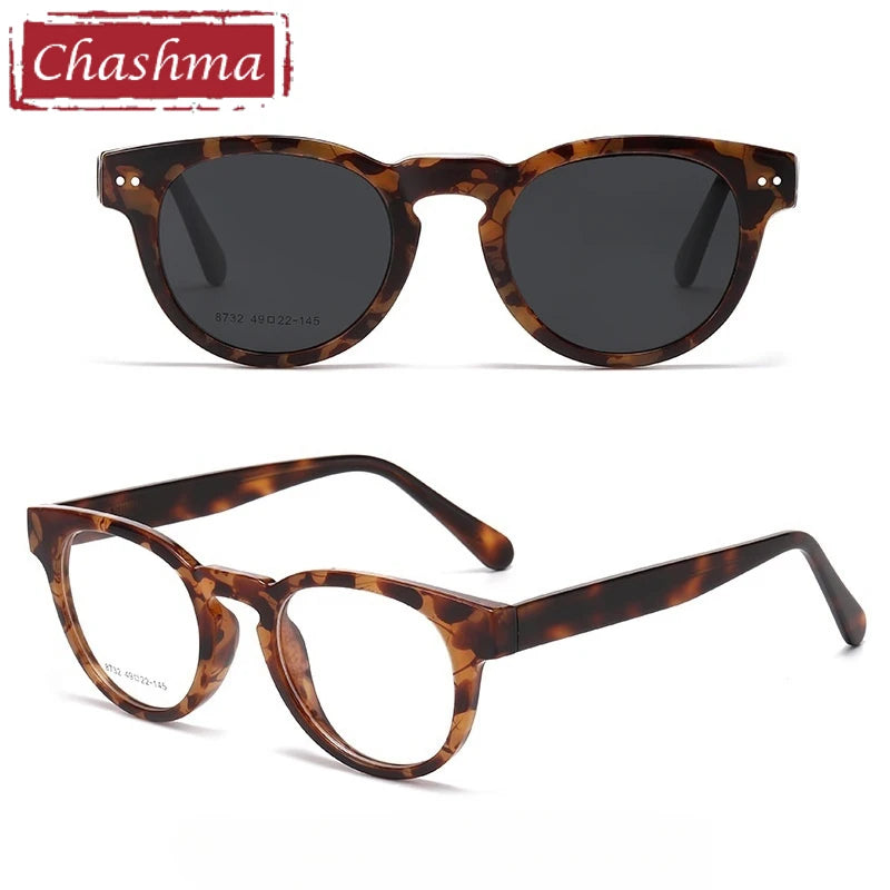 Chashma Ochki Women's Full Rim Square Tr 90 Acetate Eyeglasses Clip On Sunglasses 938732