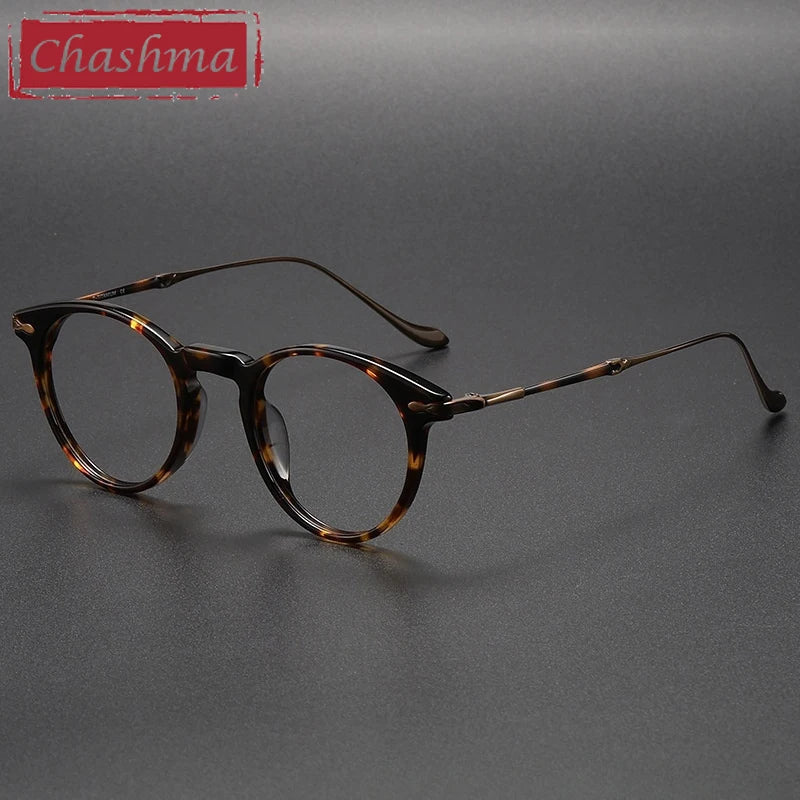 Chashma Ochki Women's Full Rim Round Acetate Titanium Eyeglasses 932056