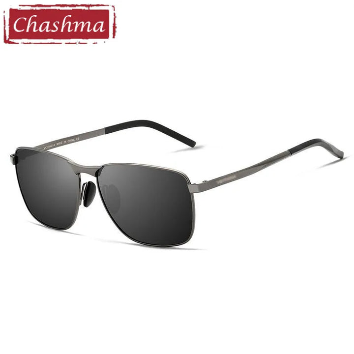 Chashma Ottica Men's Full Rim Square Stainless Steel Polarized  Sunglasses 2462 Sunglasses Chashma Ottica Gray-Gray Lens Single Version 1.56 | Polarized