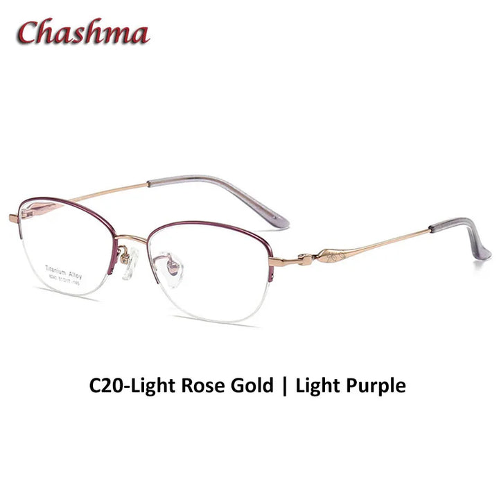 Chashma Ochki Women's Semi Rim Small Oval Square Titanium Eyeglasses 8240 Semi Rim Chashma Ochki C20  