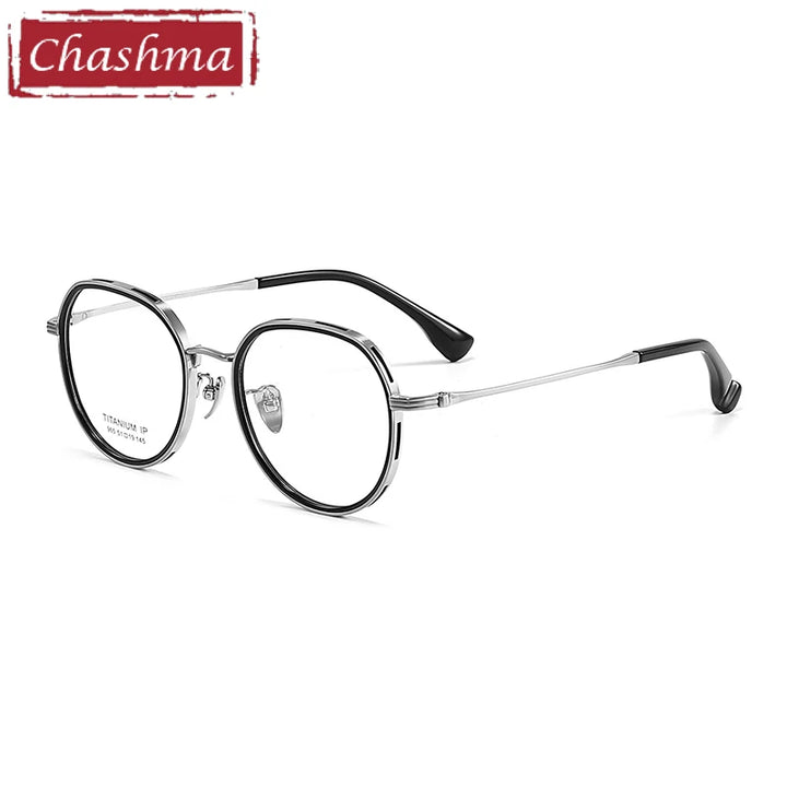 Chashma Ottica Women's Full Rim Flat Top Round Titanium Eyeglasses 64965