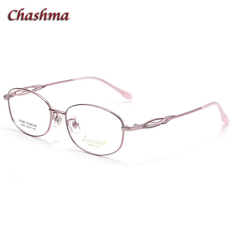 Chashma Ochki Women's Full Rim Oval Square Titanium Eyeglasses 6008 Full Rim Chashma Ochki Pink  