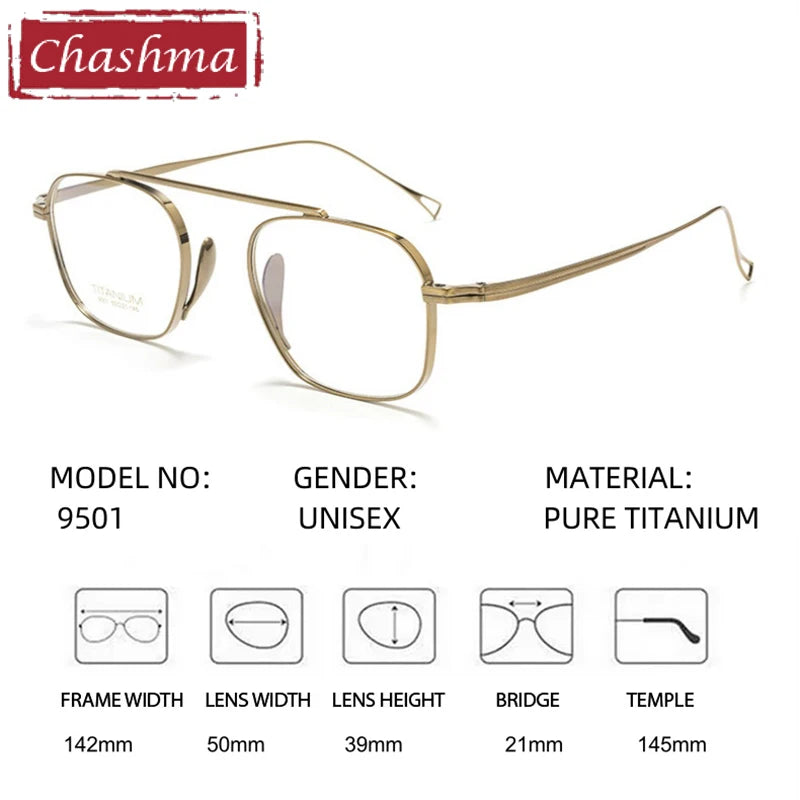 Chashma Ochki Unisex Full Rim Square Titanium Eyeglasses 889501