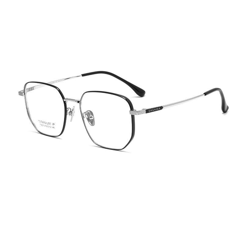 Yimaruili Unisex Full Rim Polygonal Titanium Alloy Eyeglasses n80006 Full Rim Yimaruili Eyeglasses   