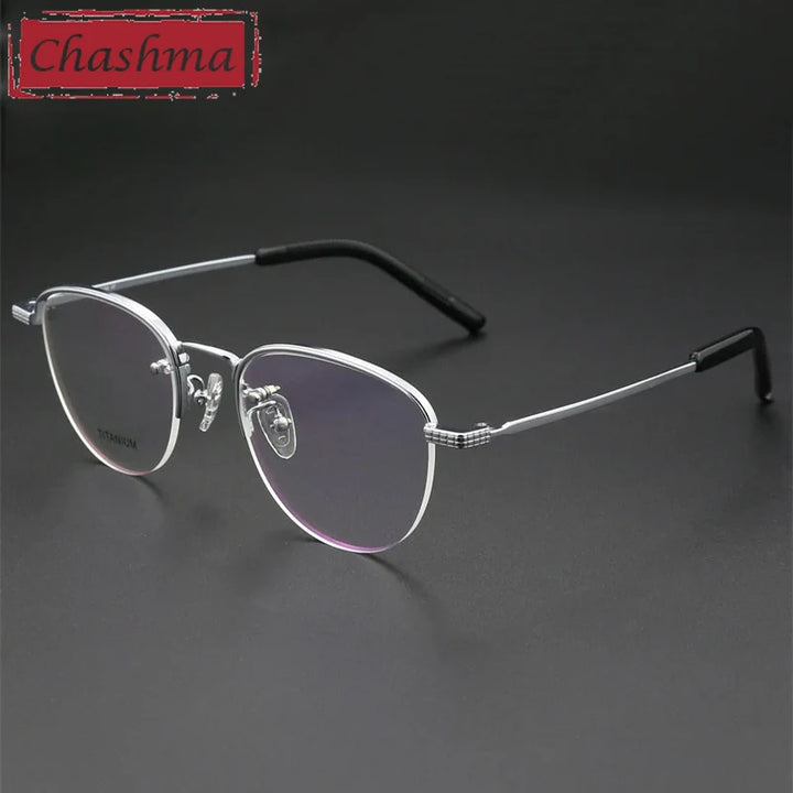 Chashma Men's Semi Rim Flat Top Round Titanium Eyeglasses 887050