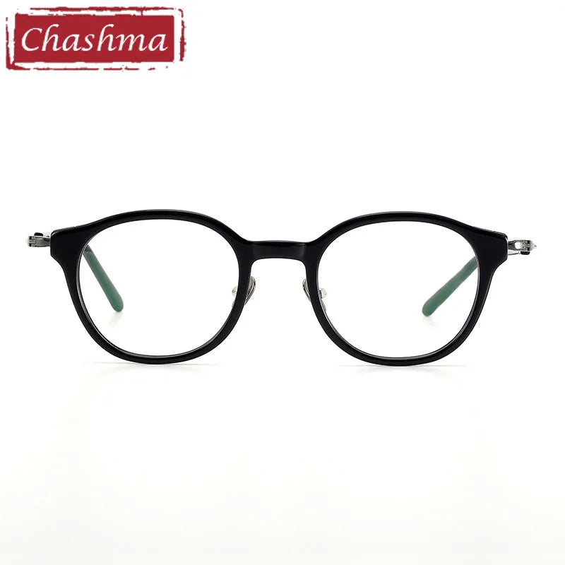 Chashma Unisex Full Rim Round Acetate Titanium Eyeglasses 0123 Full Rim Chashma   