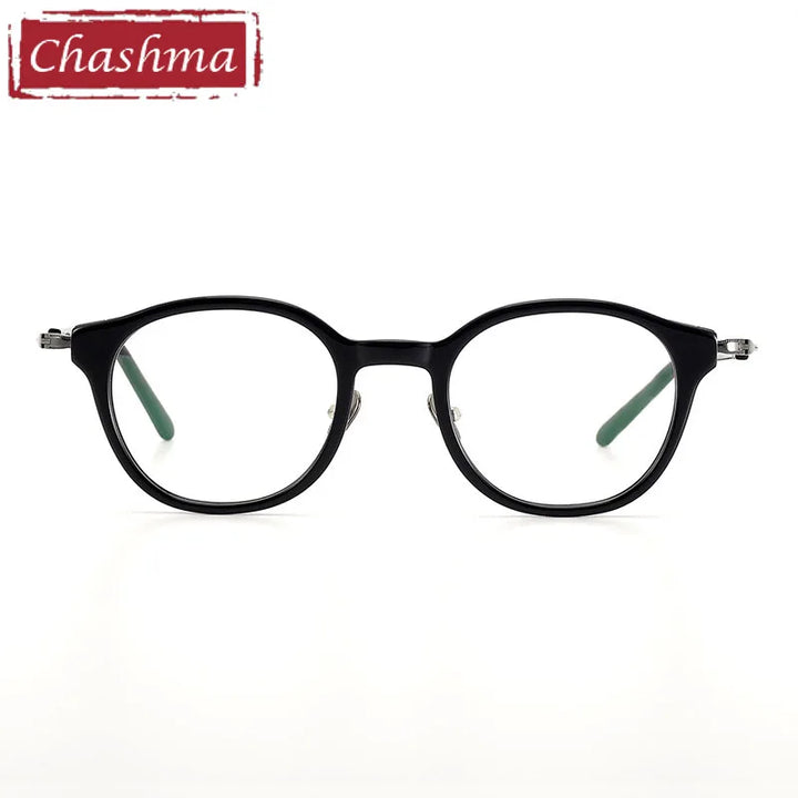 Chashma Unisex Full Rim Round Acetate Titanium Eyeglasses 0123 Full Rim Chashma   