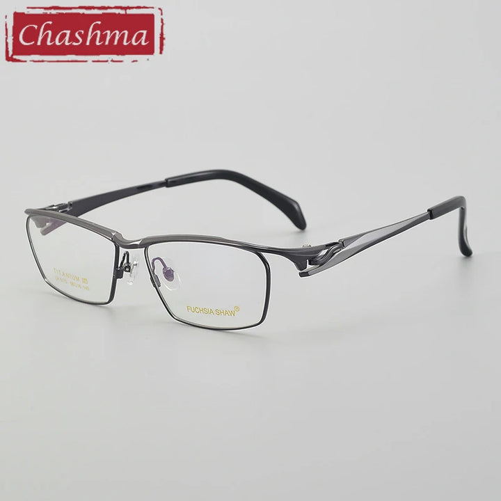 Chashma Unisex Full Rim Square Brow Line Titanium Eyeglasses 6175 Full Rim Chashma Gun-Silver  