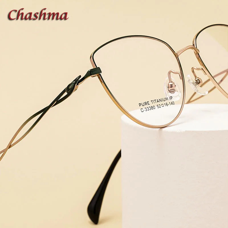 Chashma Ochki Women's Full Rim Cat Eye Titanium Eyeglasses 33380 Full Rim Chashma Ochki   