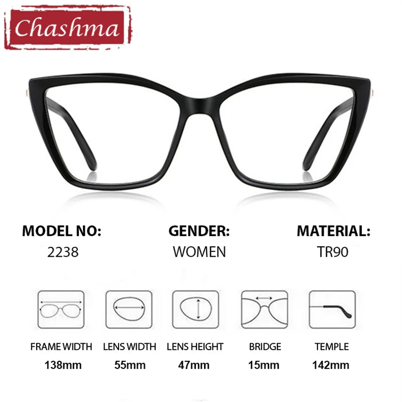 Chashma Ottica Women's Full Rim Cat Eye Tr 90 Titanium Eyeglasses 22384